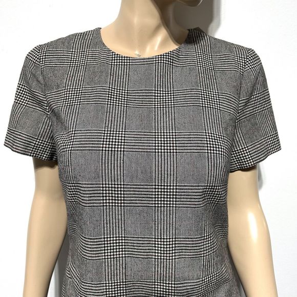 Banana Republic Dress Glen Plaid Shift Wool Blend Short Sleeve Size 8 T Tall NWT - Picture 3 of 9